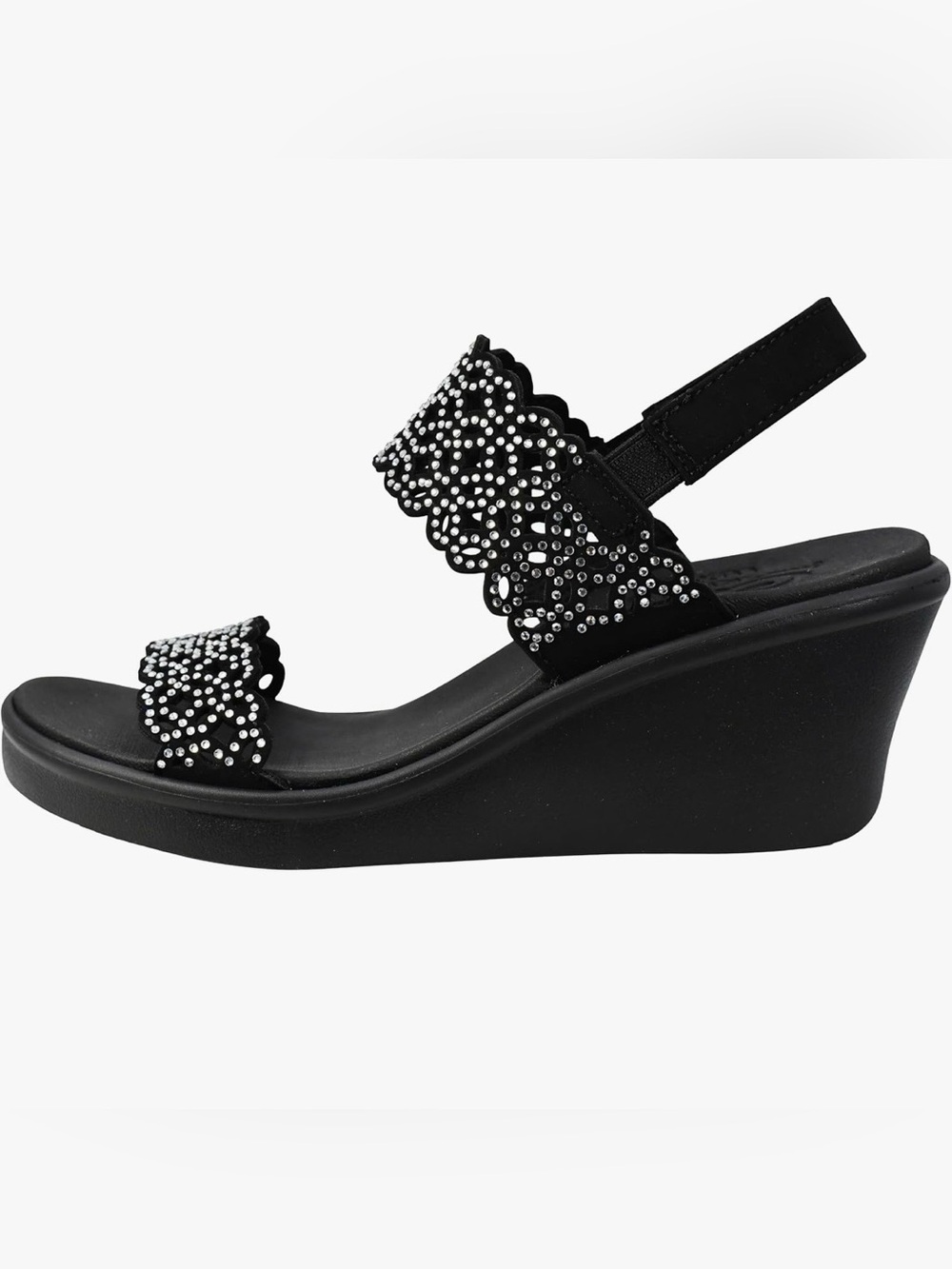 New black Skechers Women's Rumble On Sassy Dayz Wedge Slip On Sandals - Size 9 - Picture 9 of 15